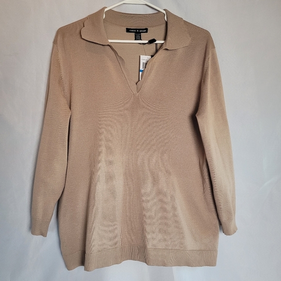 NWT Cable & Gauge Women's 3/4 Sleeve Scalloped Detail Top Size XL - Picture 1 of 10